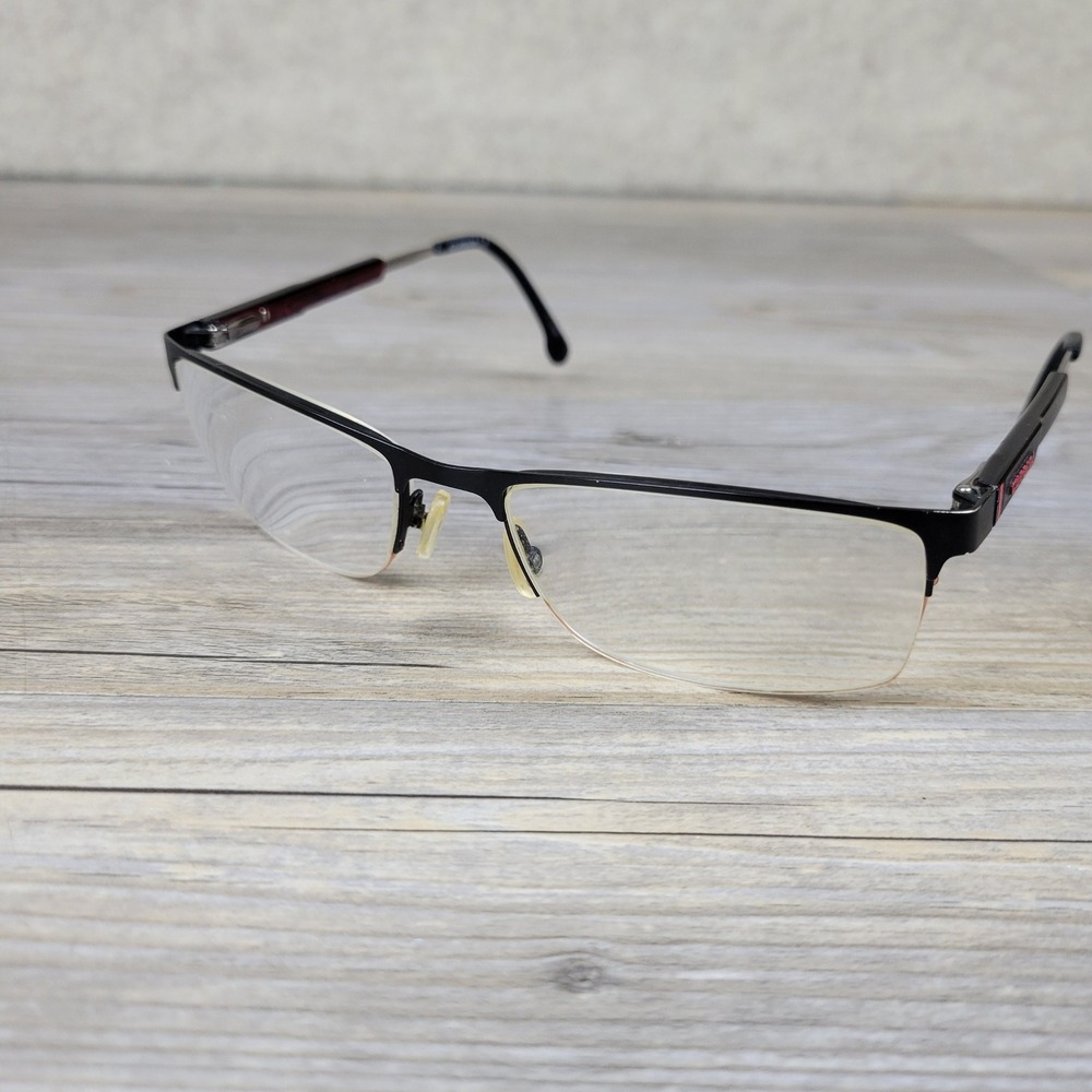 Carrera‎ Eyeglasses Frames 8835 003 Black Red Rectangular Half Rim Mens 145mm